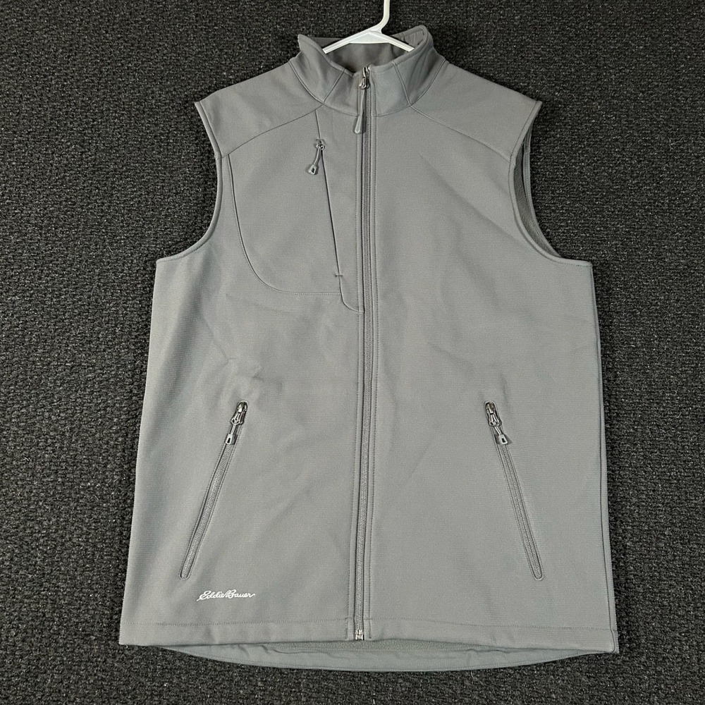 NWT Eddie Bauer Mens Soft Shell Vest Gray Full Zip Home Depot Home Services Sz M